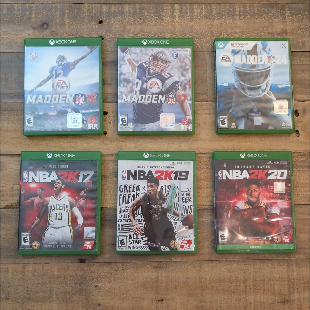 Xbox One Game Bundle Madden NFL 16 17 24 NBA 2K 17 19 20 Sports Lot